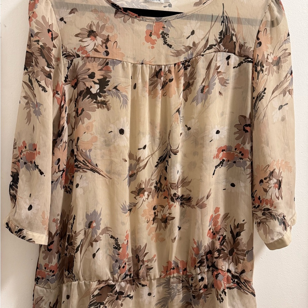 Ricki's Cream and Brown Floral Blouse